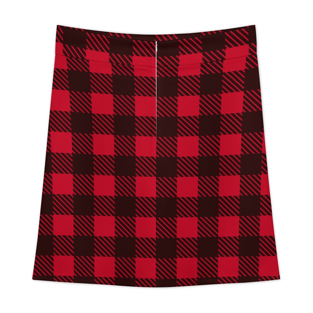 Red Black Checkerboard Lumberjack Zipper Skirt