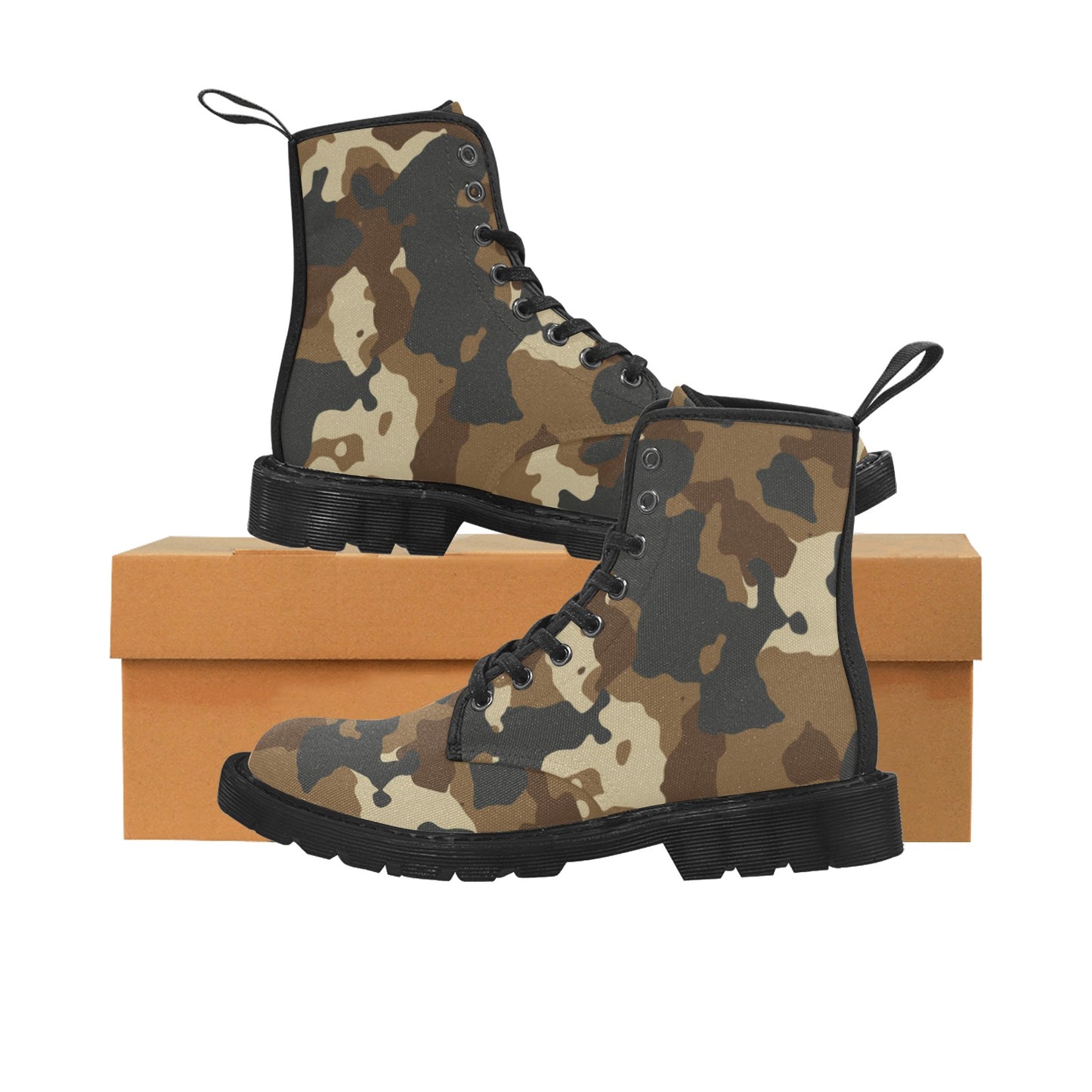 Dark Brown Camo Women's Lace Up Canvas Boots