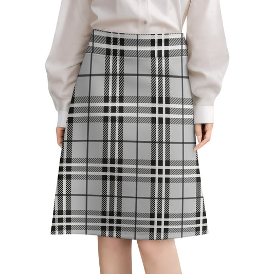Black and White Plaid Zipper Skirt for Women