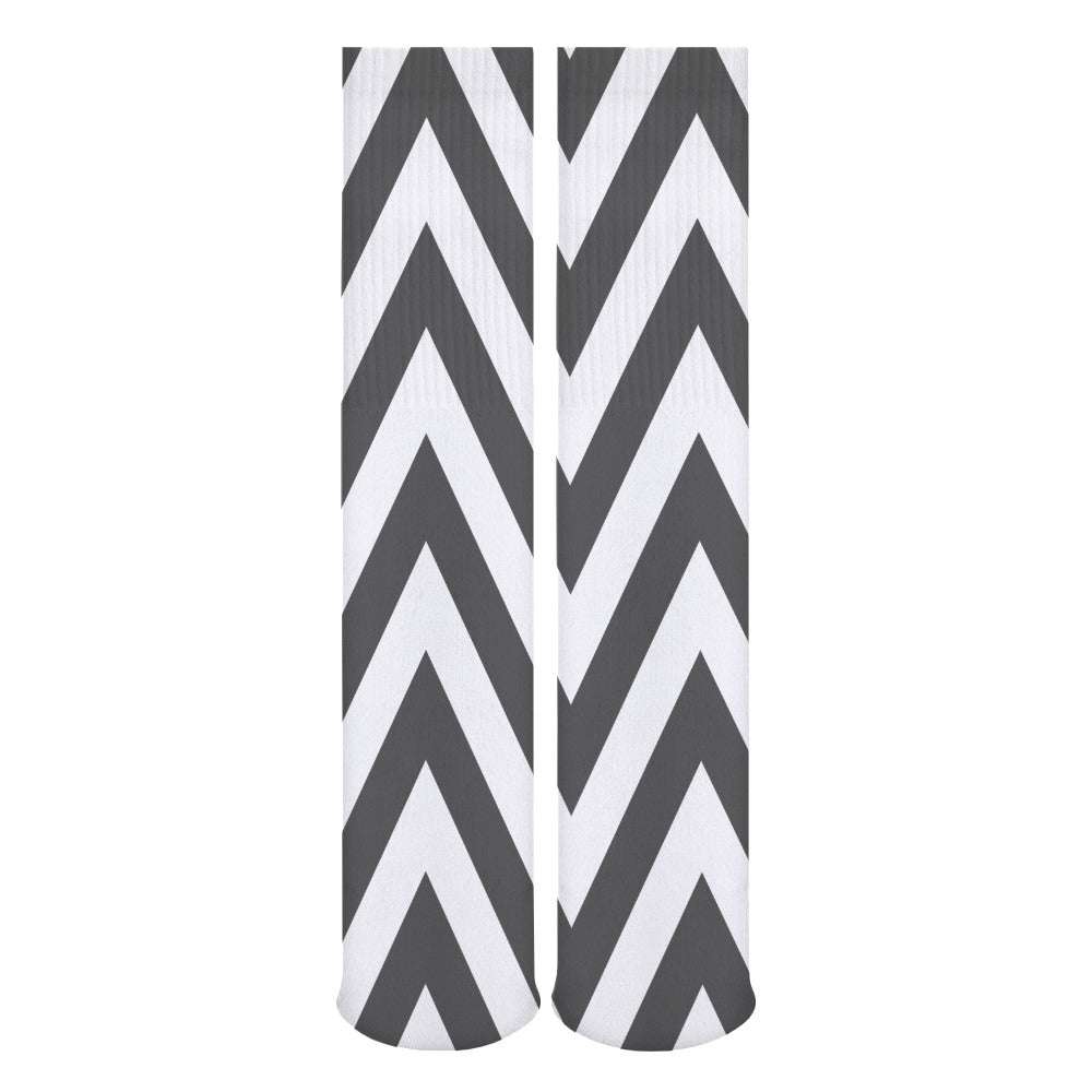 Breathable Black and White Zig Zag Socks