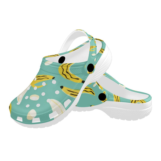 Blue Bananas Print Adults Clogs
