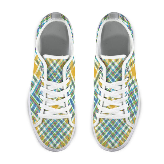 Yellow Plaid Low Top Women's Shoes