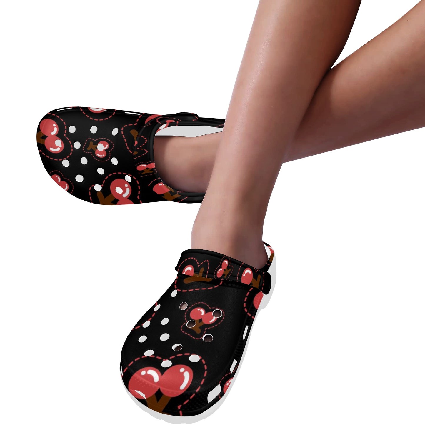 Black Cherry Print Adults Clogs