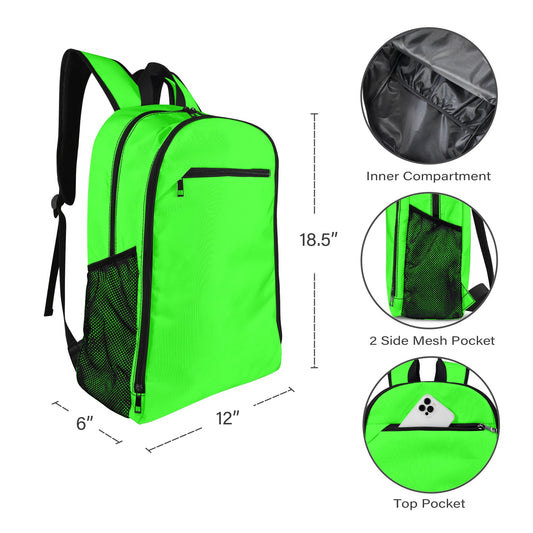 Lime Green All Over Print Leisure Sports Backpack