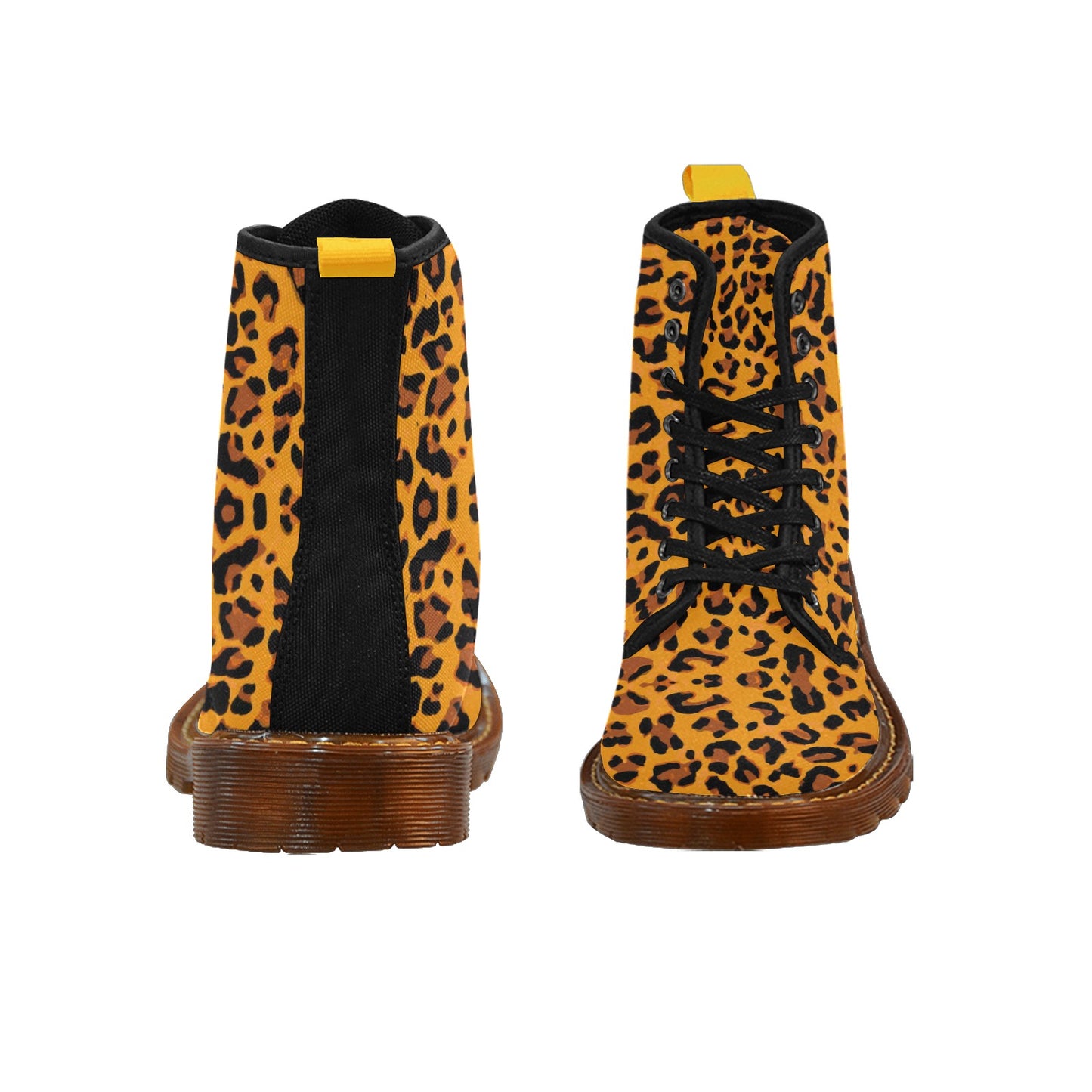 Orange Leopard Women's Lace Up Canvas Boots
