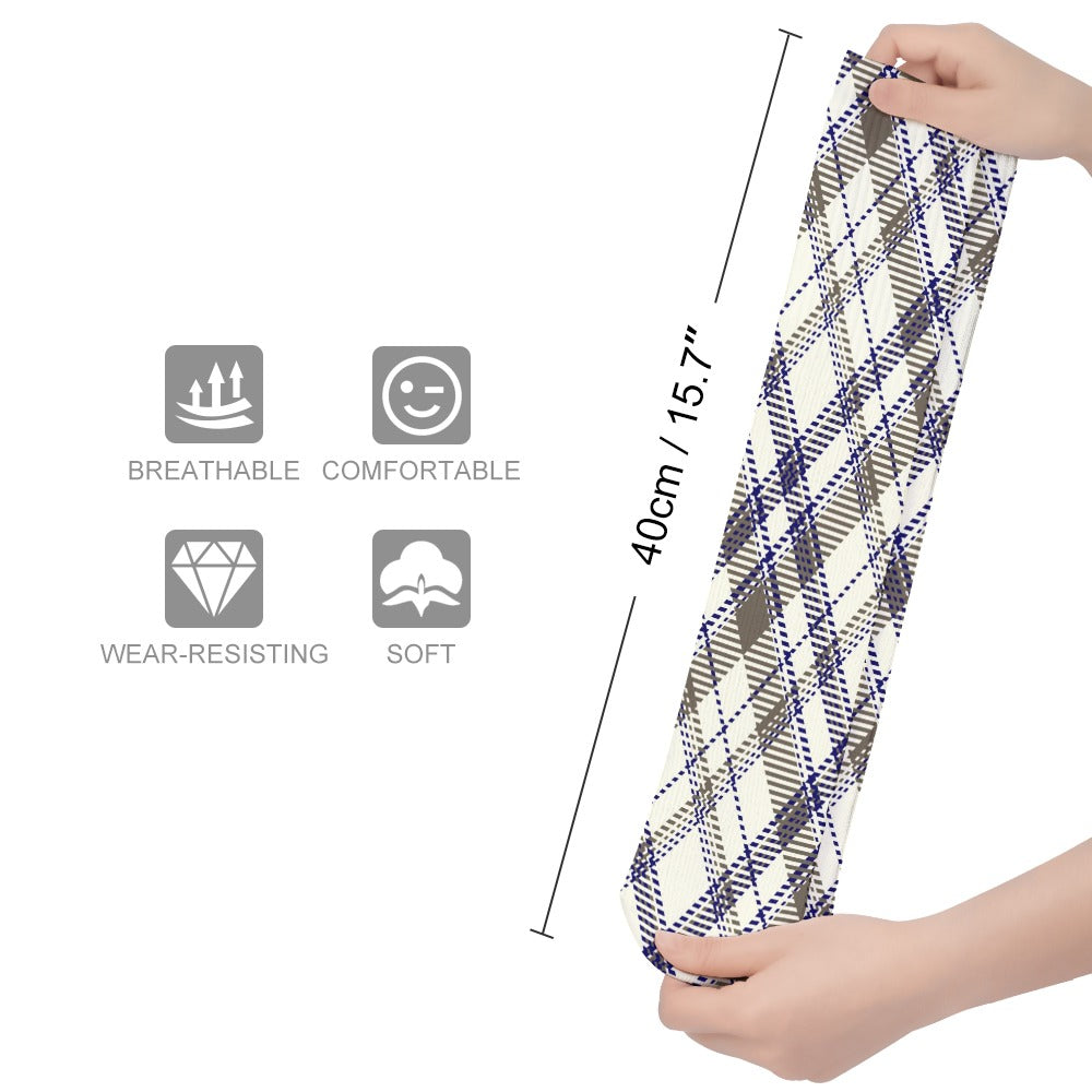 Blue and Gray Plaid Breathable Socks