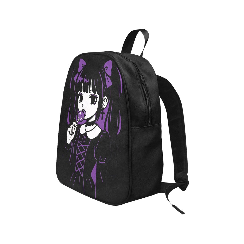 Purple Emo Goth Harajuku Lollipop Girl Canvas Backpack
