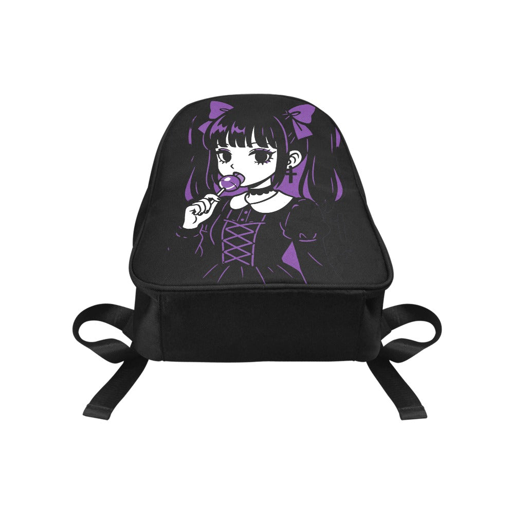 Purple Emo Goth Harajuku Lollipop Girl Canvas Backpack