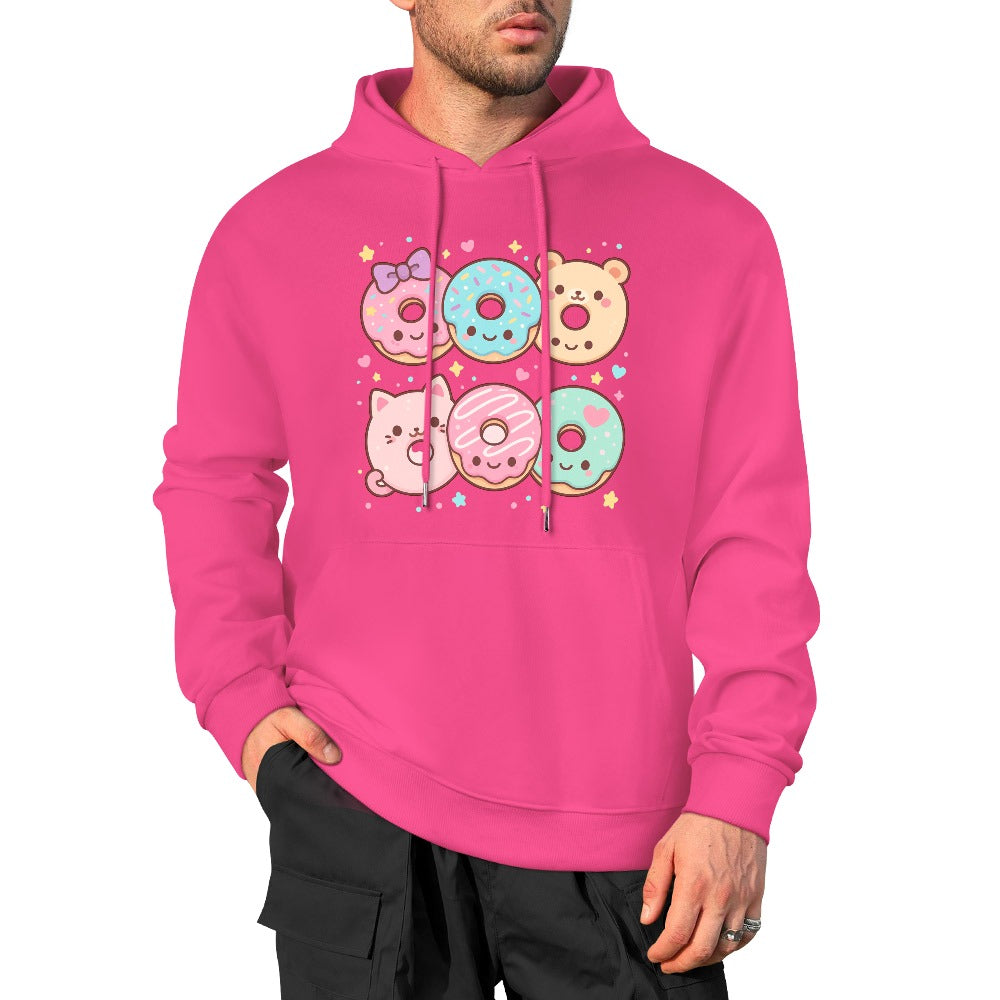 Kawaii Donuts Half Dozen Pure Cotton Hoodie - Hot Pink