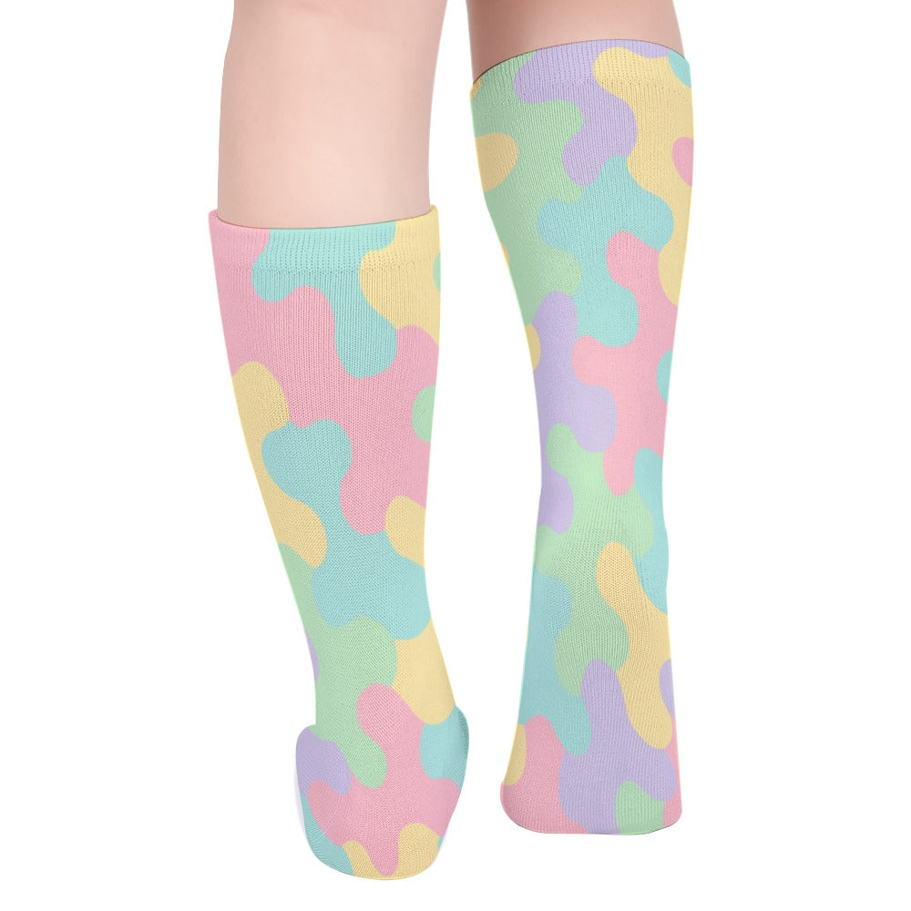 Harajuku Pastel Rainbow Camo Thick Stockings