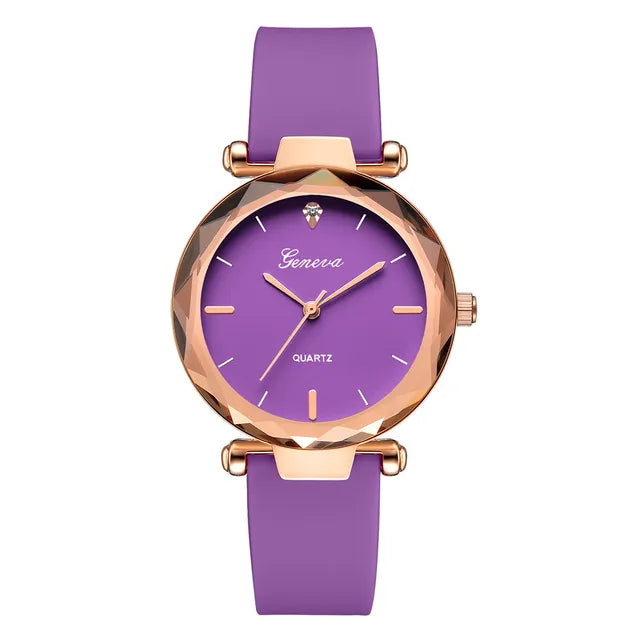 Harajuku Style Women's Round Glass Silicone Strap Watch