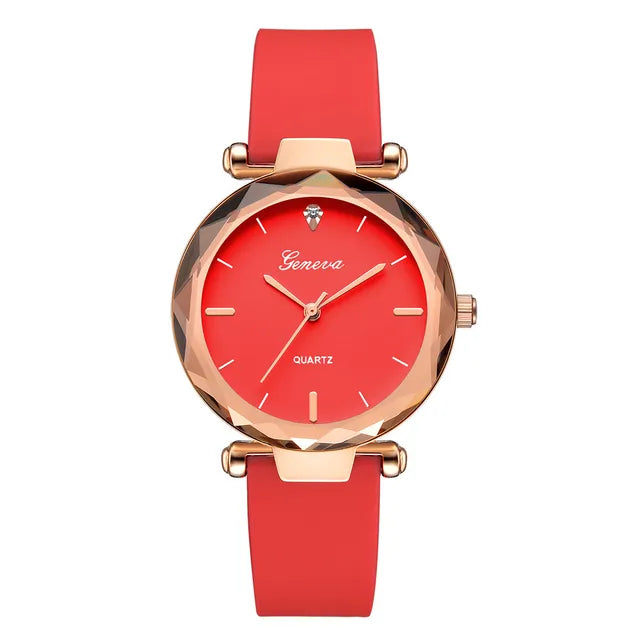 Harajuku Style Women's Round Glass Silicone Strap Watch
