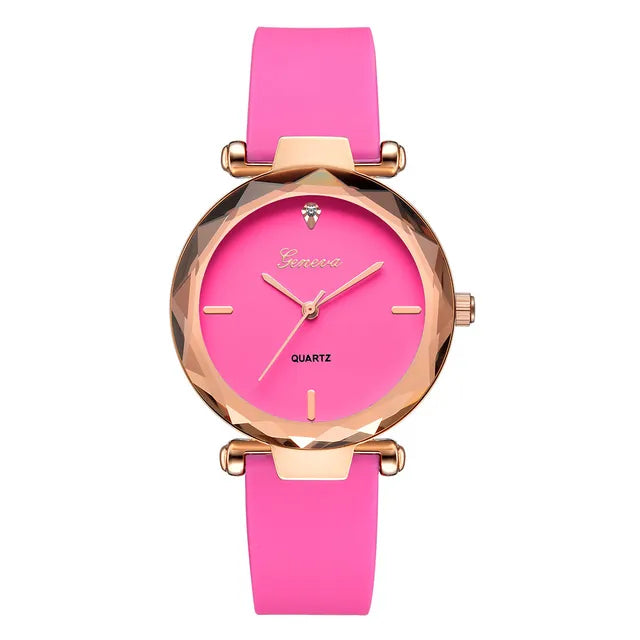 Harajuku Style Women's Round Glass Silicone Strap Watch