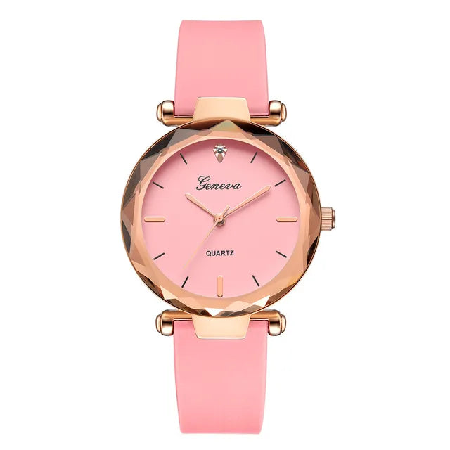 Harajuku Style Women's Round Glass Silicone Strap Watch