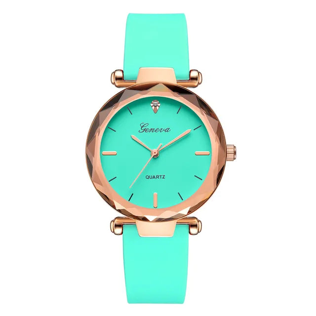 Harajuku Style Women's Round Glass Silicone Strap Watch