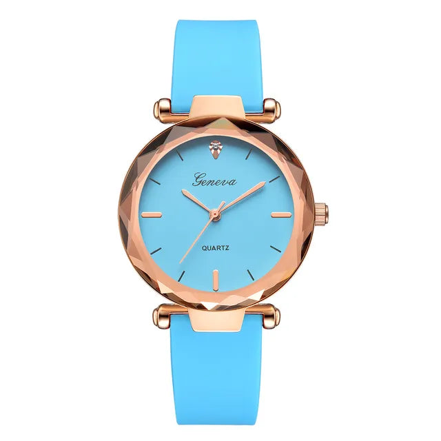 Harajuku Style Women's Round Glass Silicone Strap Watch