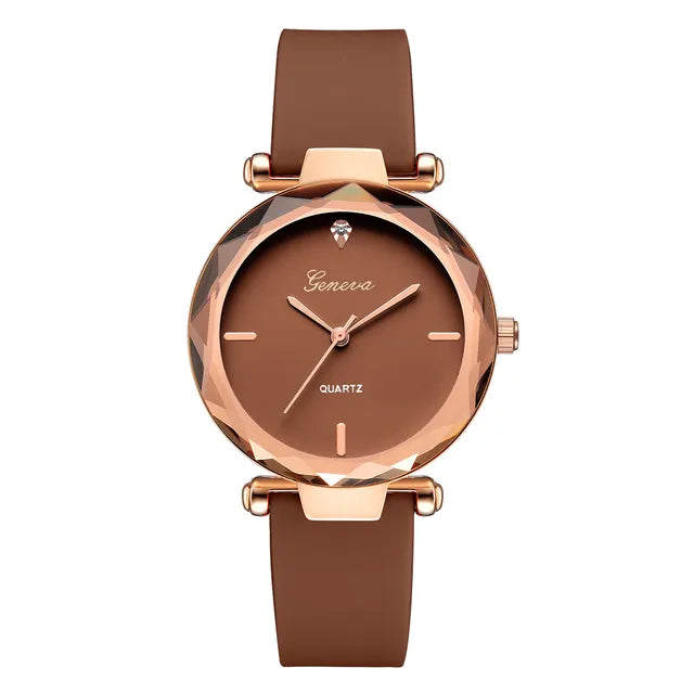 Harajuku Style Women's Round Glass Silicone Strap Watch