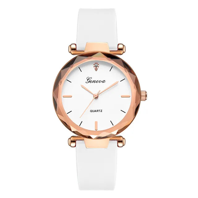 Harajuku Style Women's Round Glass Silicone Strap Watch