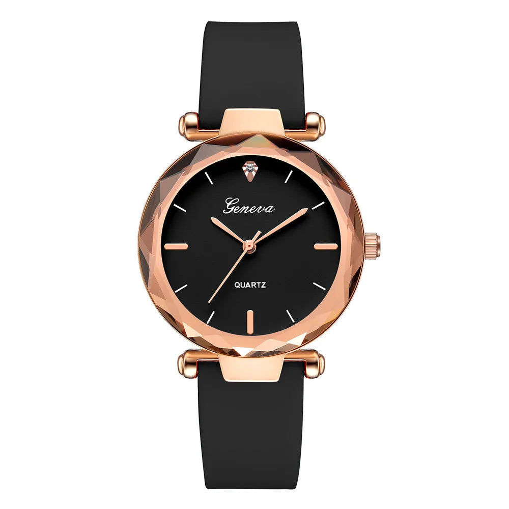 Harajuku Style Women's Round Glass Silicone Strap Watch