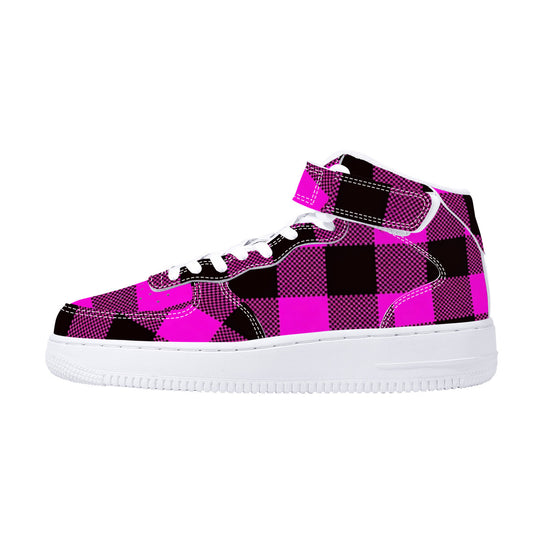 Pink and Black Plaid High Top Unisex Sneaker