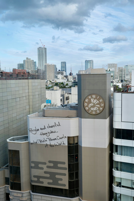 Cityscape with buildings and a clock tower