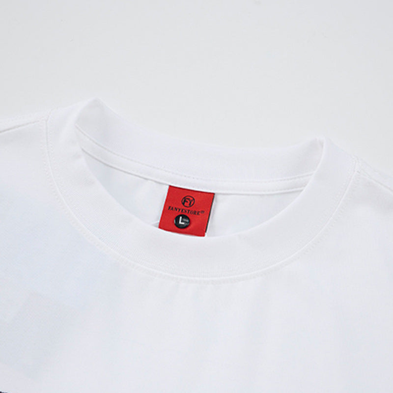 Color Blocking Rhinestone Letter Embroidery Short-Sleeved T-Shirt — Harajuku Street Style