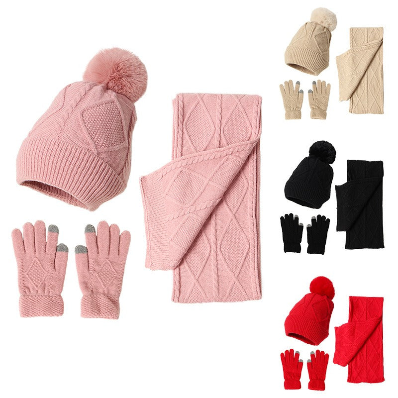 Woolen Hat, Scarf & Glove Set - Harajuku Winter Style