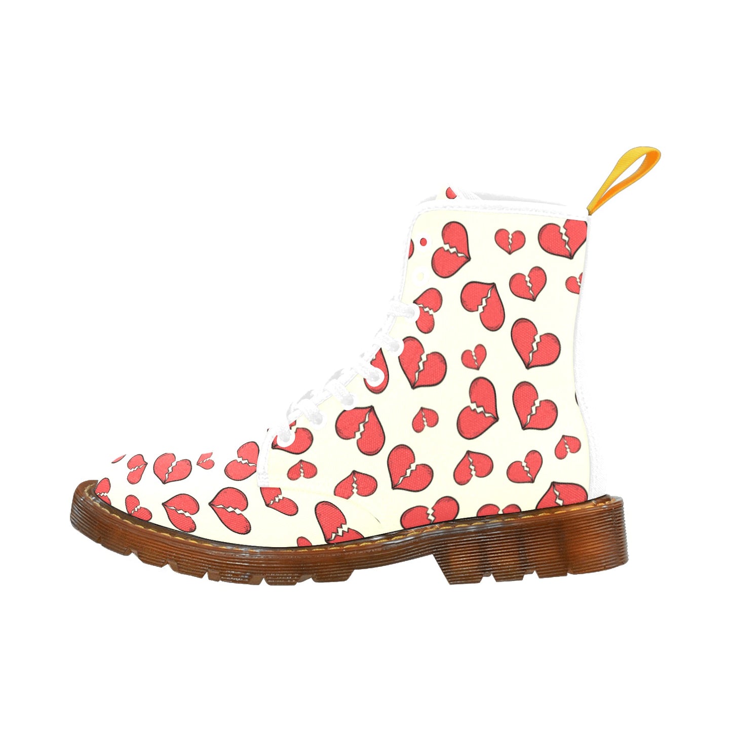 Broken Hearts Women's Lace Up Canvas Boots - Brown Sole