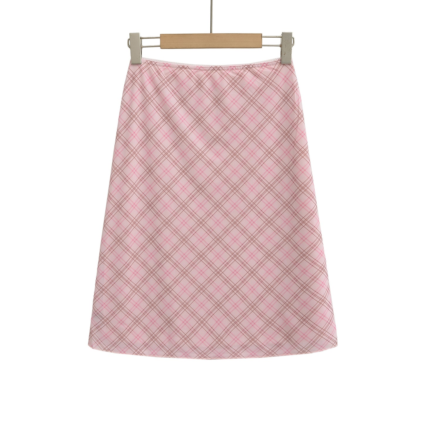 Bow Plaid Hip Hugging Skirt for Women with Elastic Waist - Half Skirt