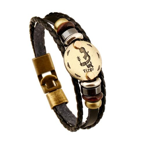 Zodiac Signs Bracelet with Bronze Alloy Buckles