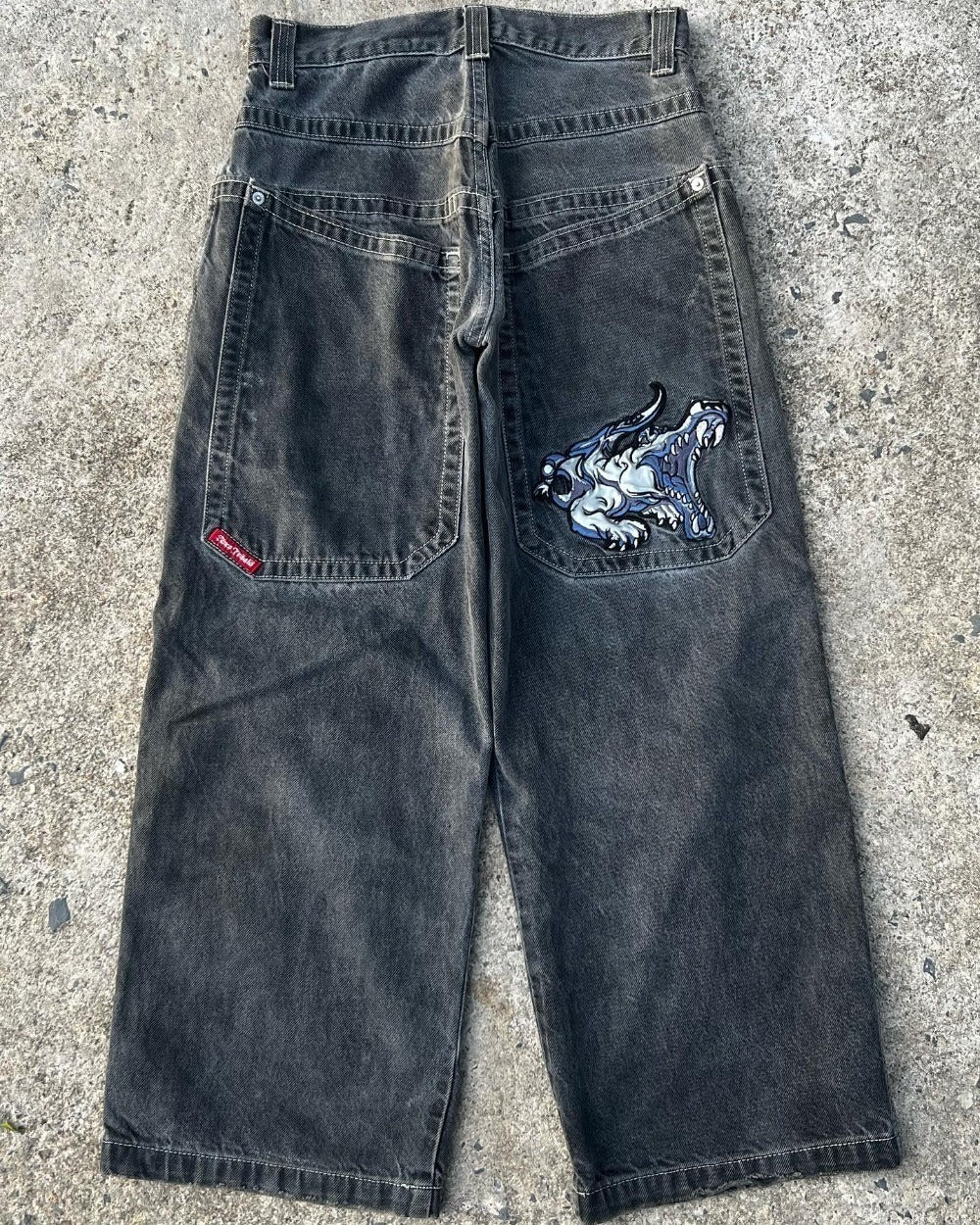 Harajuku Style Printed Jeans - Men's Straight Loose Wide Leg Pants