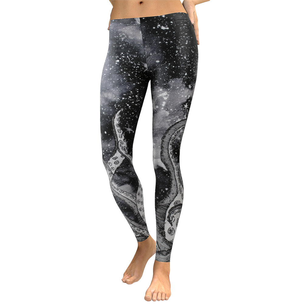 Women's Galaxy Space Leggings - Fitness Digital Print Slim Elastic Workout Pants