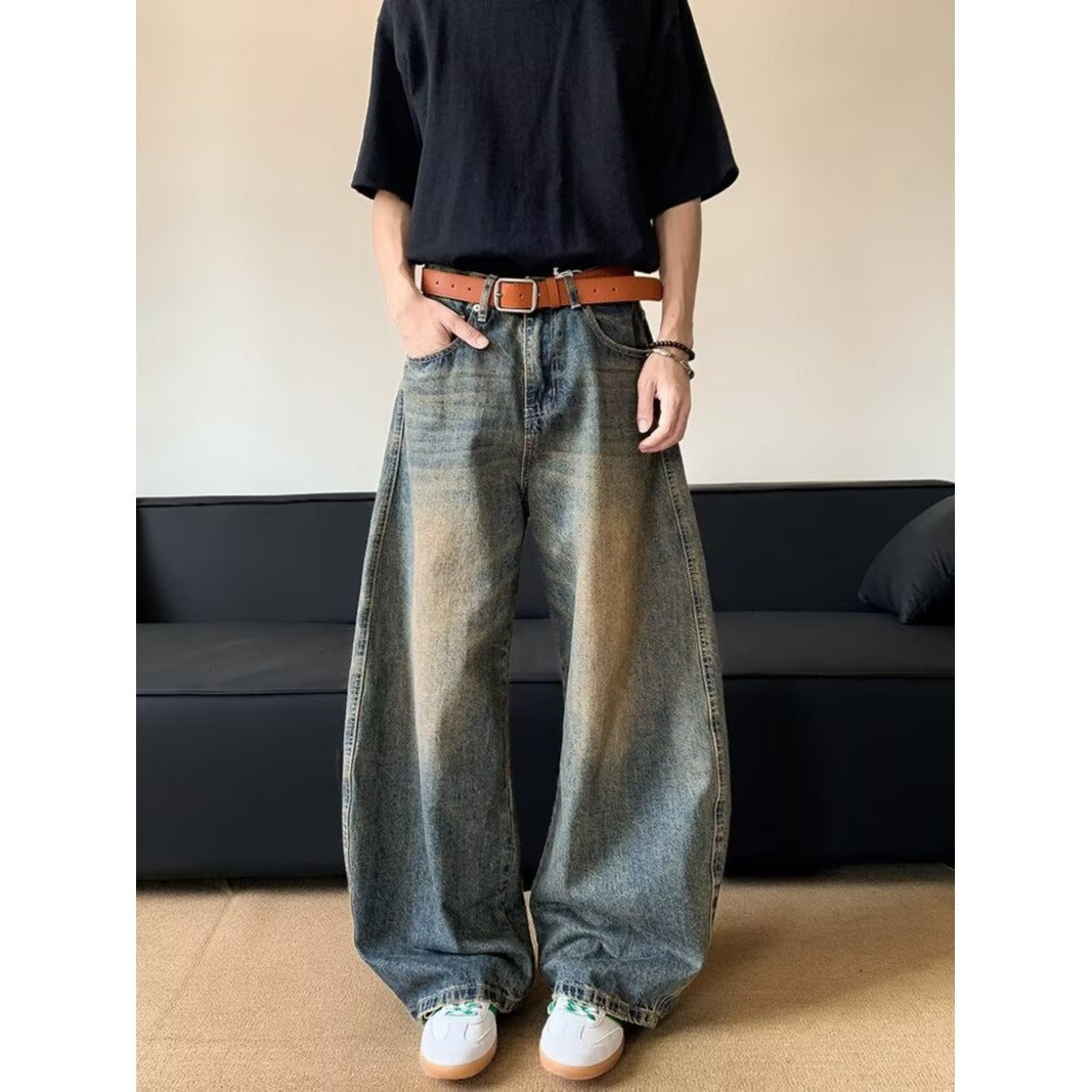 Casual Vintage Blue Wide Leg Knife Pants