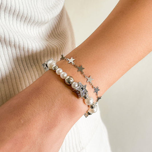 Magnetic Heart-Shaped Star Pendant Tassel Bracelet Set