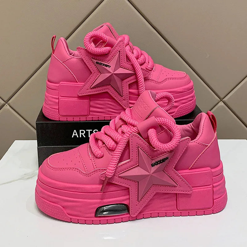 Playful Star Design Platform Sneakers for Women