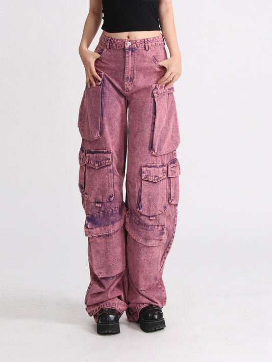 Patchwork High Waist Wide Leg Trousers for Women