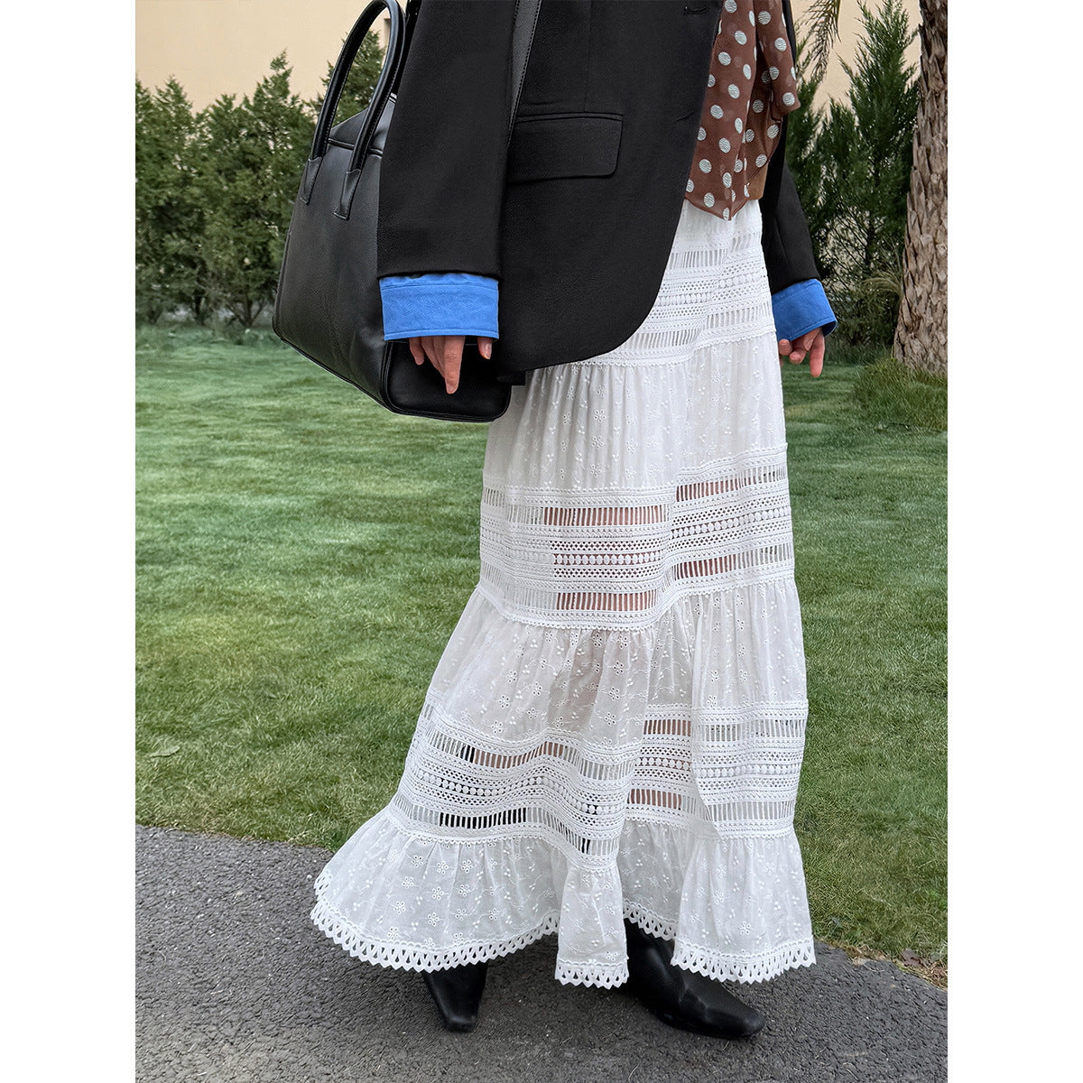 White Lace A-Line Skirt for Women - Harajuku Style