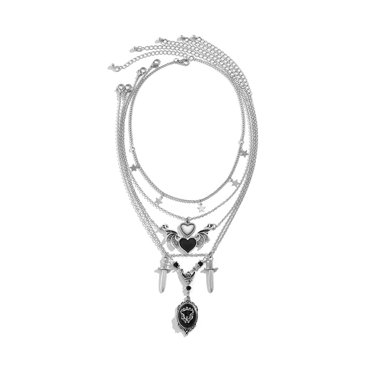 Harajuku Style Dark Trend Peach Heart Wings Necklace