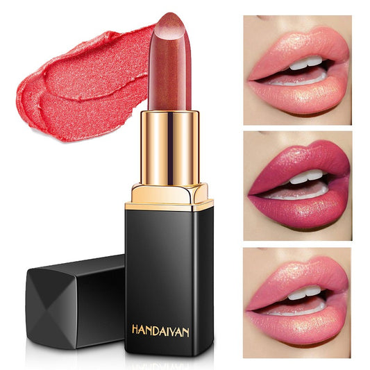 Shiny Metallic Pearlescent Color Change Lipstick - Gold