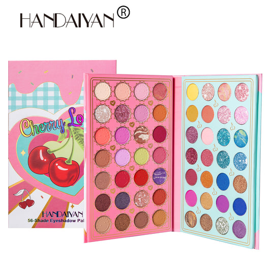 56 Color Pearlescent Eyeshadow Palette for Bold Harajuku Looks