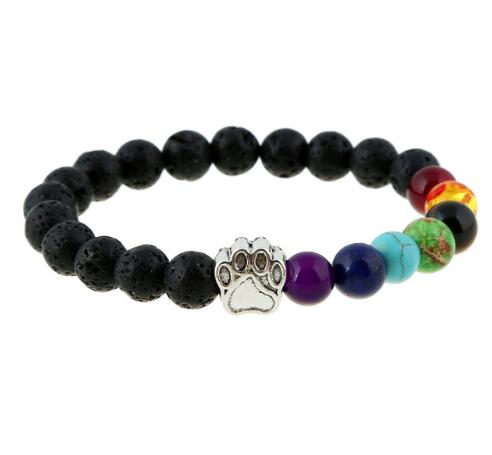 Natural Stone Bead Dog Paw Bracelet - Harajuku Style
