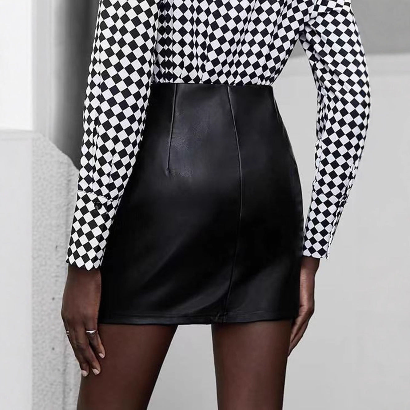 Splicing Zipper Slit  Solid Color Women's Versatile Skirt