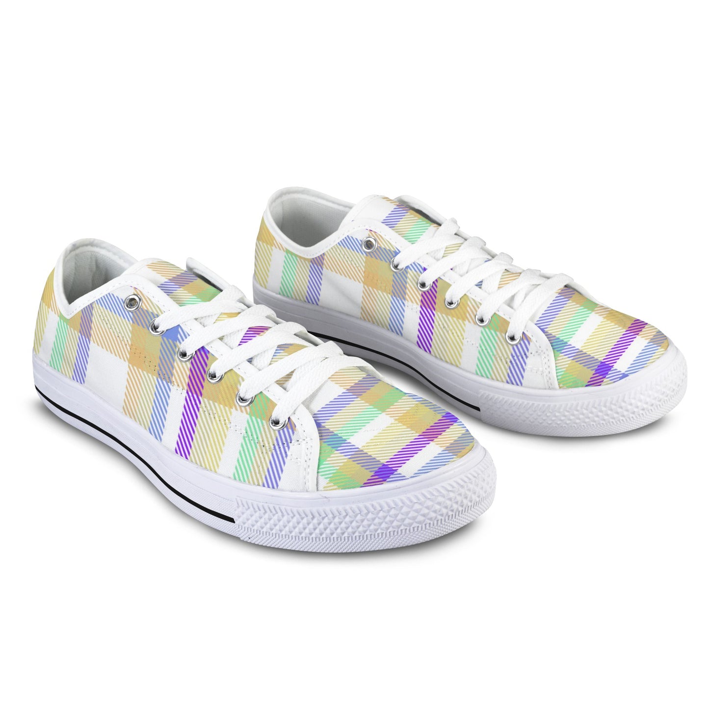 Pastel Plaid Low Top Women's Shoes