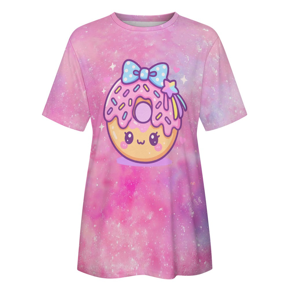 Harajuku Donut Galaxy Women's 100% Cotton T-Shirt