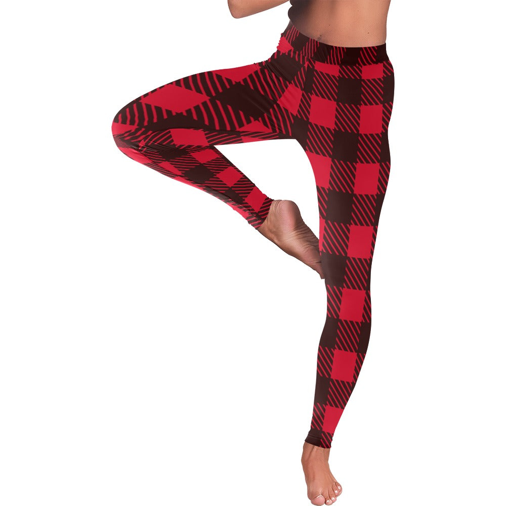 Red/Black Checkered Harajuku Women's All-Over Low Rise Leggings