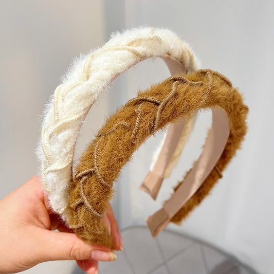 Stylish Hairband Mink Hair Braided Headband F010