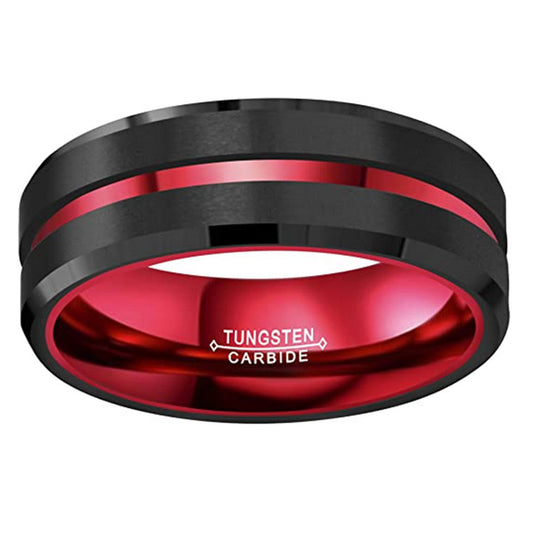 Playful Tungsten Gold & Black Dual-Color Unisex Ring