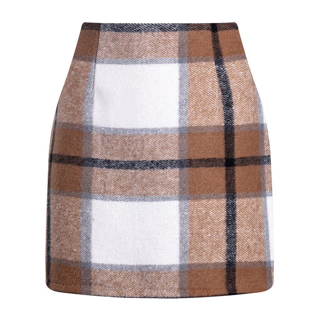 Women's High Waisted Plaid Pencil Skirt - Harajuku Style