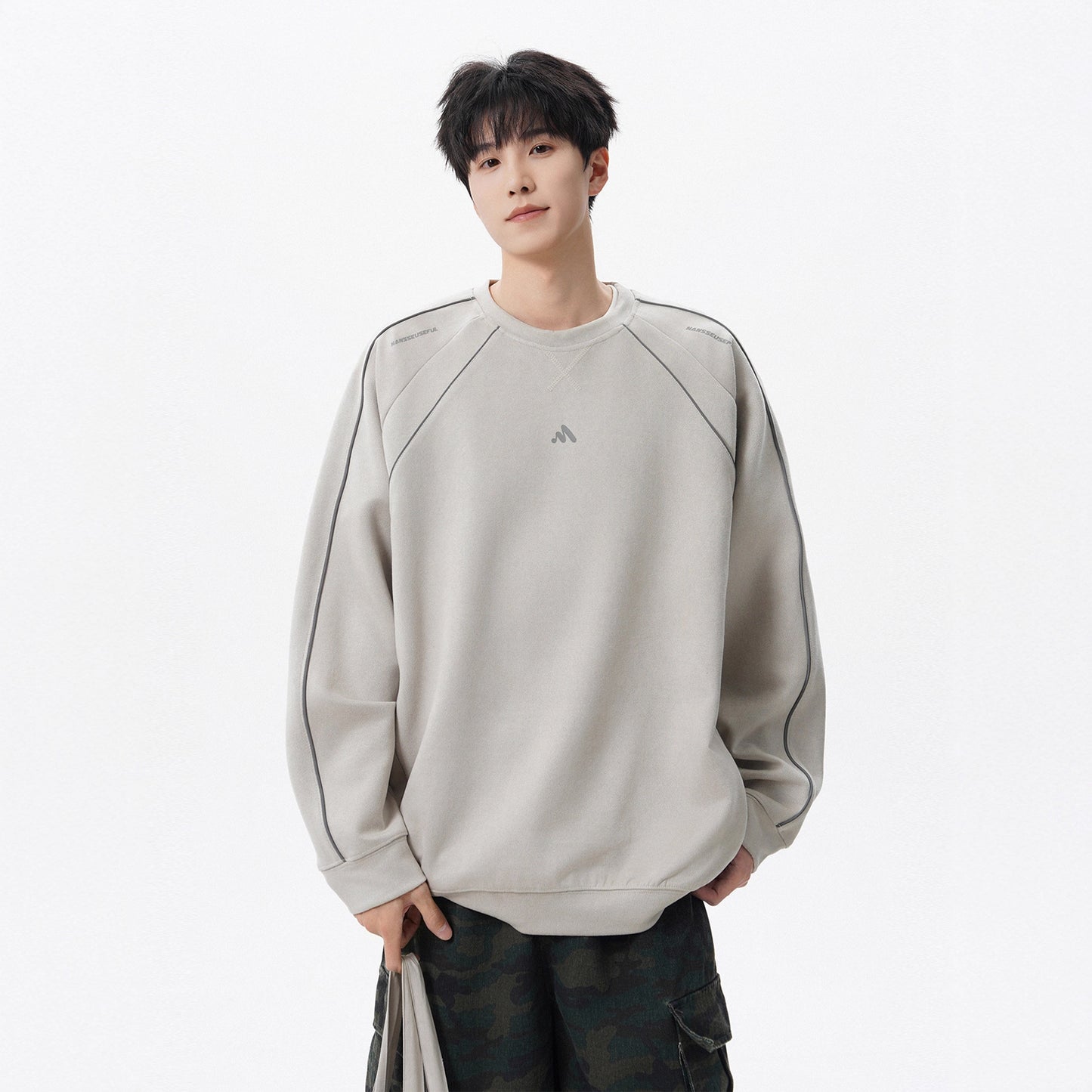 Heavyweight Suede Crewneck Sweatshirt Unisex Fashion Loose Casual Outerwear Top