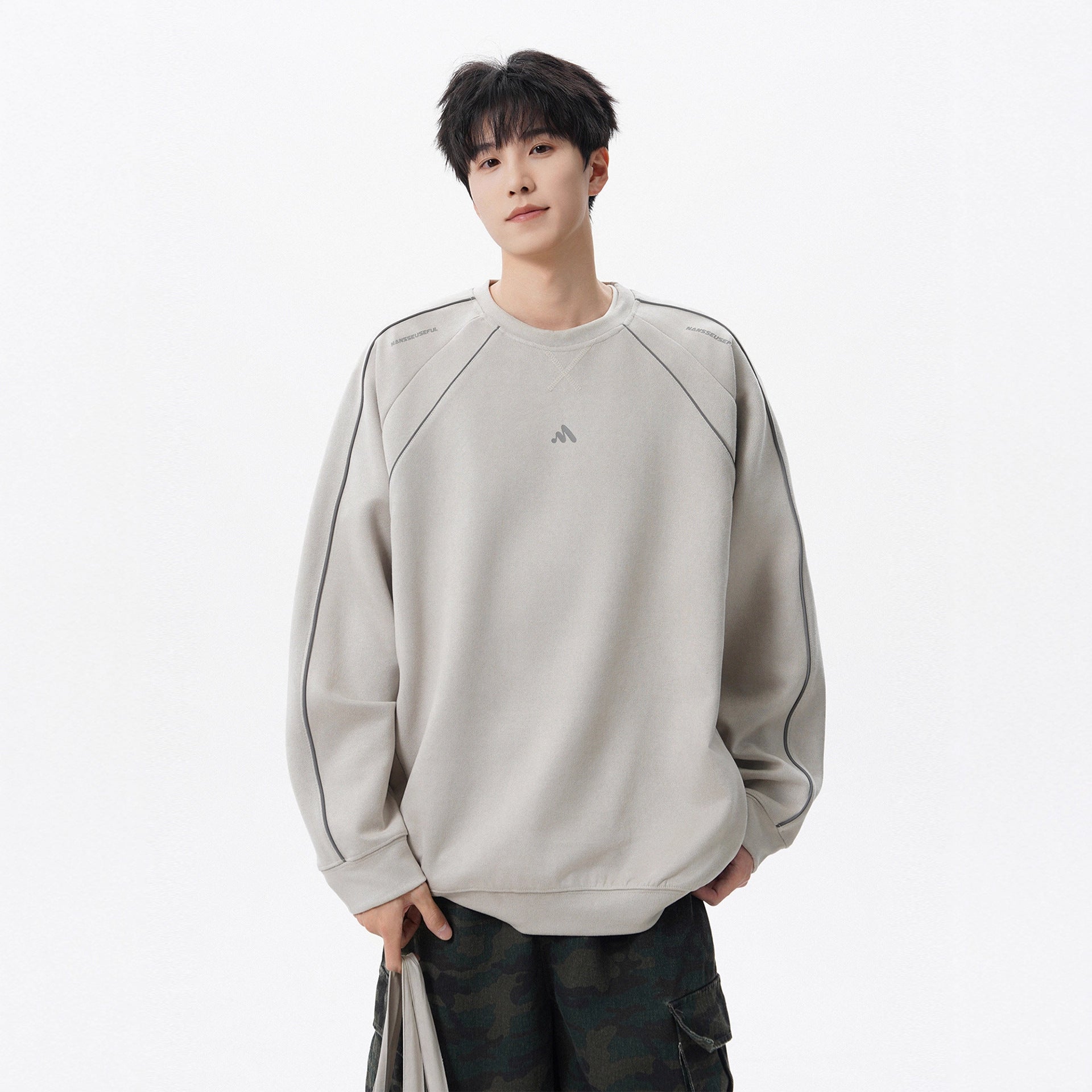 Heavyweight Suede Crewneck Sweatshirt Unisex Fashion Loose Casual Outerwear Top